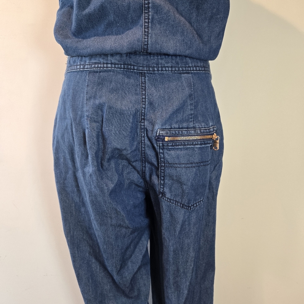 L.O.G.G Jumpsuit Women's 6 Chambray Denim Y2k Blue 1 Piece Overalls Romper - Picture 4 of 12
